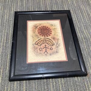 Vintage Petroglyphs Wall Art with Black Frame